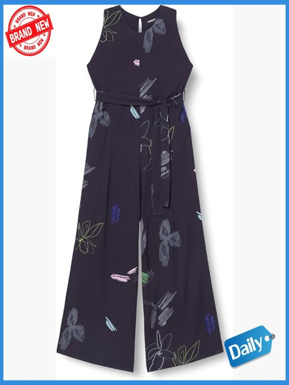 Sleeveless Jumpsuit with Zipper Closure, Viscose, Fall Style